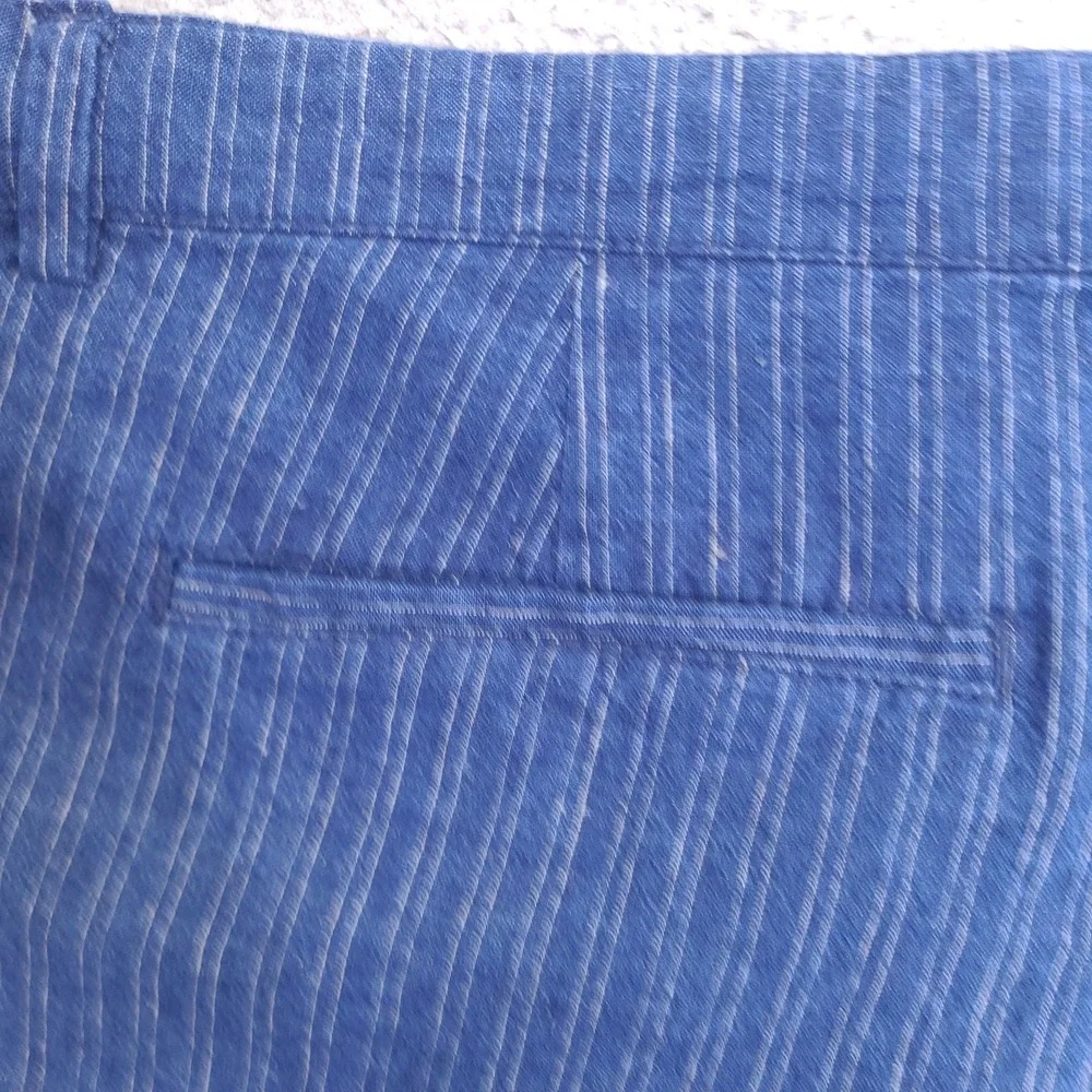 Banana Republic Shorts Mens 37‎ Blue Linen Blend Striped Chino Preppy